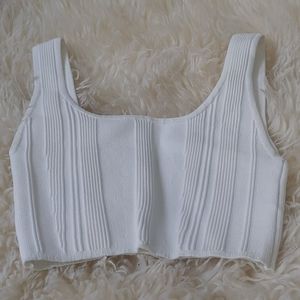 White Babaton sculpt knit top XS